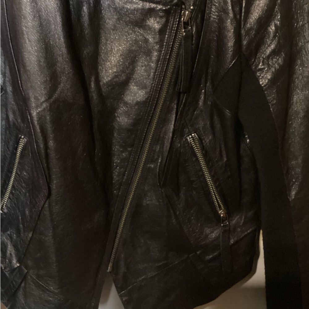 Women’s Cache Moto Style Leather Lightweight Fashion Jacket. Black Size M - Picture 2 of 5